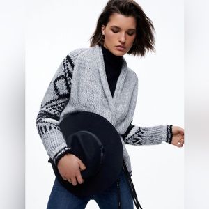 Anthropologie | Grey Shawl Pattern Cardigan | 2X